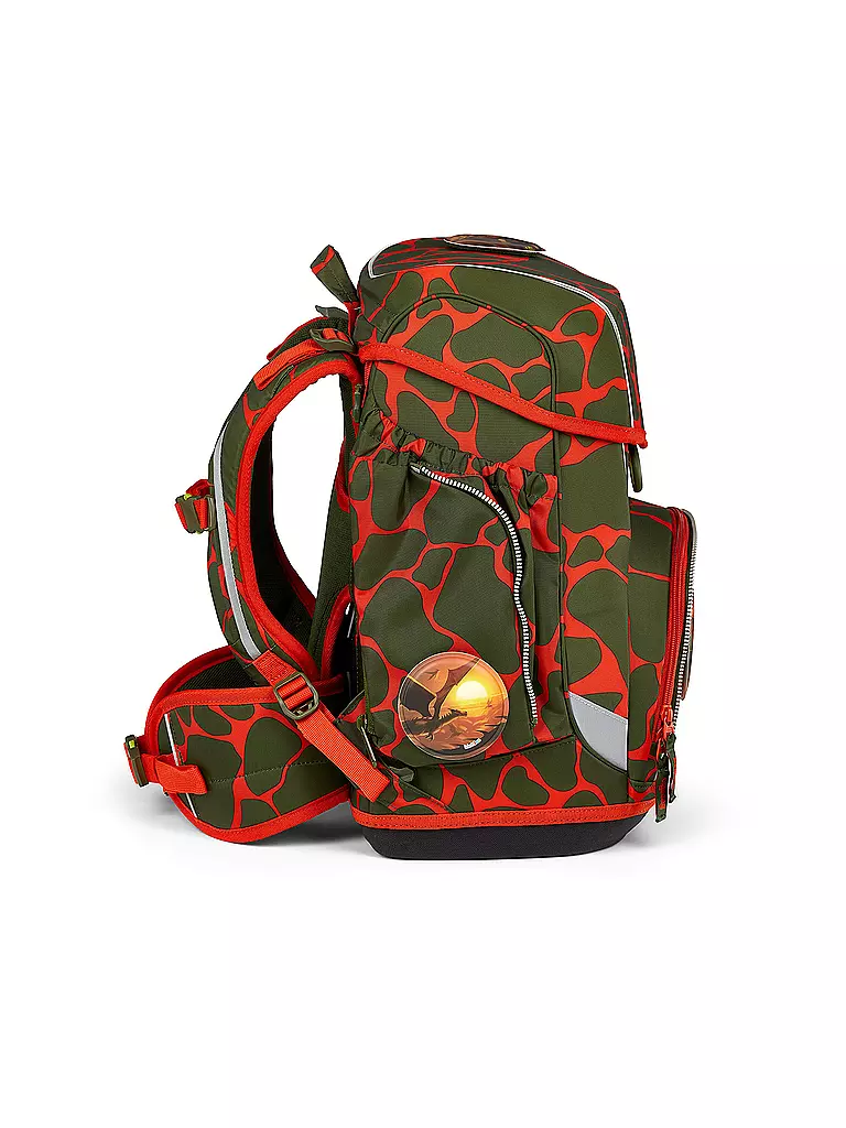 ERGOBAG | Schultaschen Set 5tlg CUBO Lumi FeuerspeiBär | olive