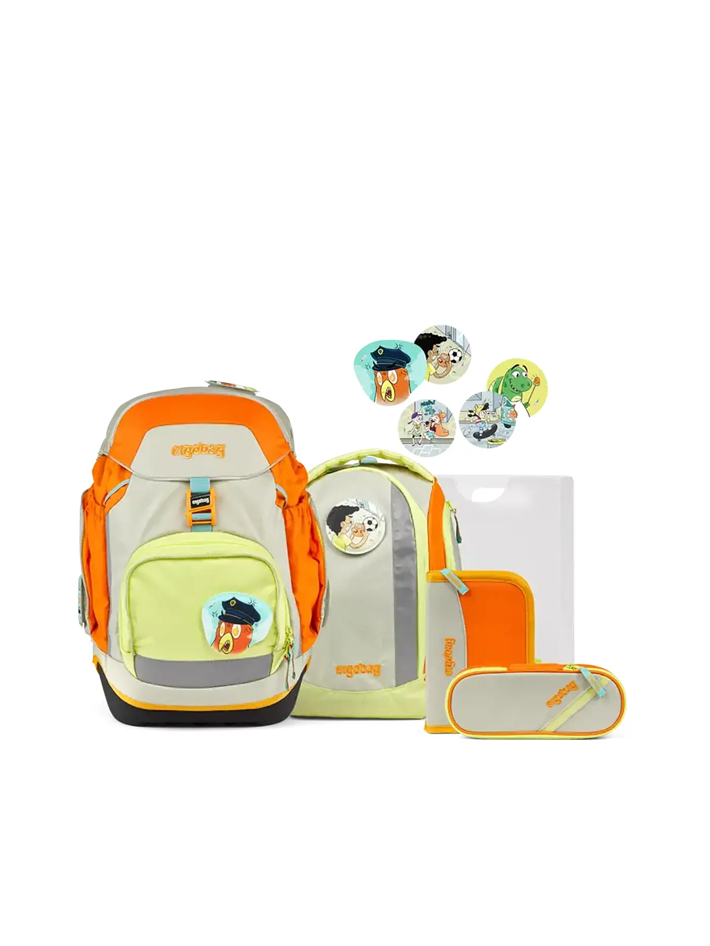 ERGOBAG | Schultaschen Set 5tlg Pack Tagträum Bär | hellgrau