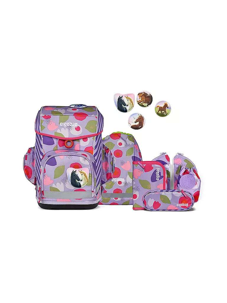 ERGOBAG | Schultaschen Set 6tlg CUBO LIGHT BlütenzauBär  | lila