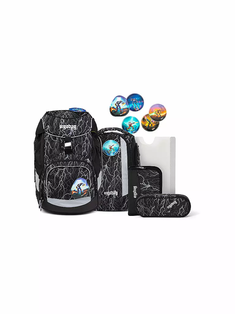 ERGOBAG | Schultaschen Set 6tlg Pack - Super ReflektBär Glow | schwarz