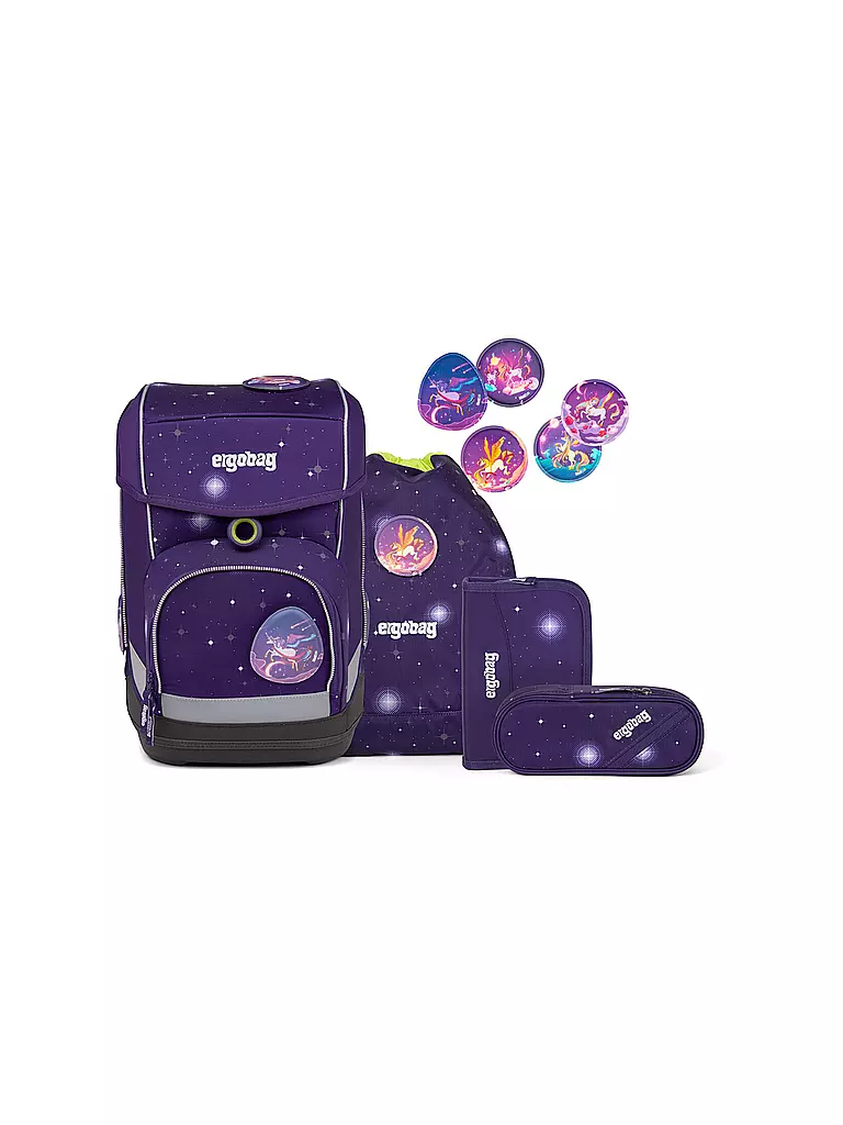 ERGOBAG | Schultaschen-Set 5tlg Cubo Bärgasus Glow Edition | lila