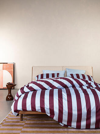 ESSENZA | Satin Bettwäsche MINTE STRIPE 70x90/140x200cm Mauve Wine/Ice Blue