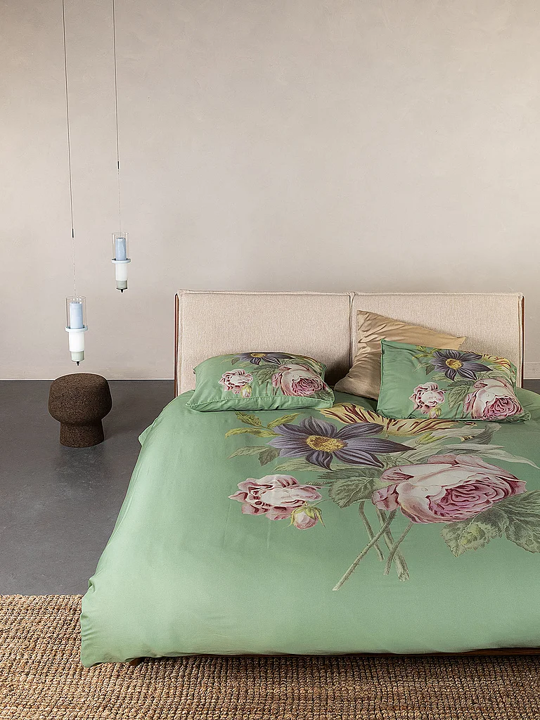 ESSENZA Ropa de cama de satén 2x 70x90cm / 200x200cm MADIA Verde Albahaca oliva