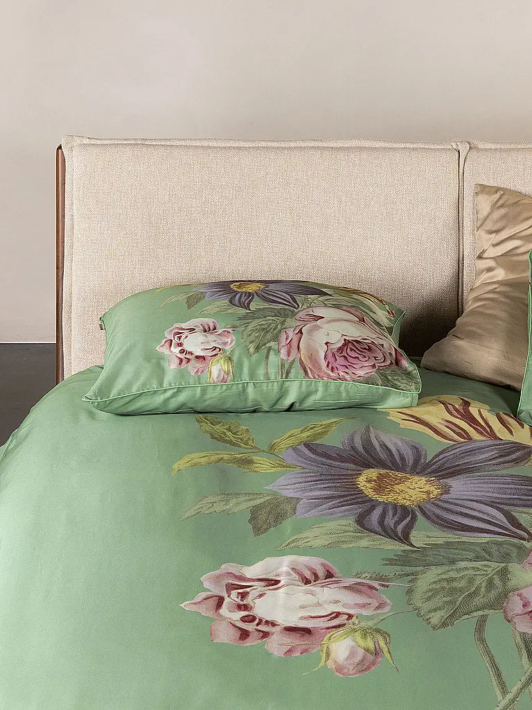 ESSENZA | Satin Bettwäsche 2x  70x90cm / 140x200cm MADIA Basil Green | olive