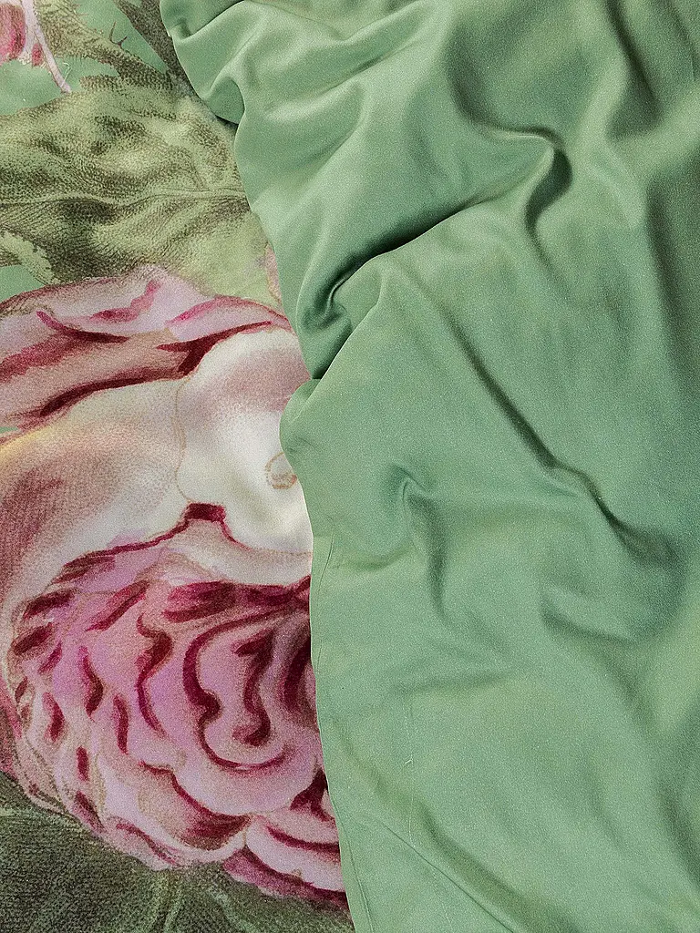 ESSENZA | Satin Bettwäsche 2x  70x90cm / 140x200cm MADIA Basil Green | olive