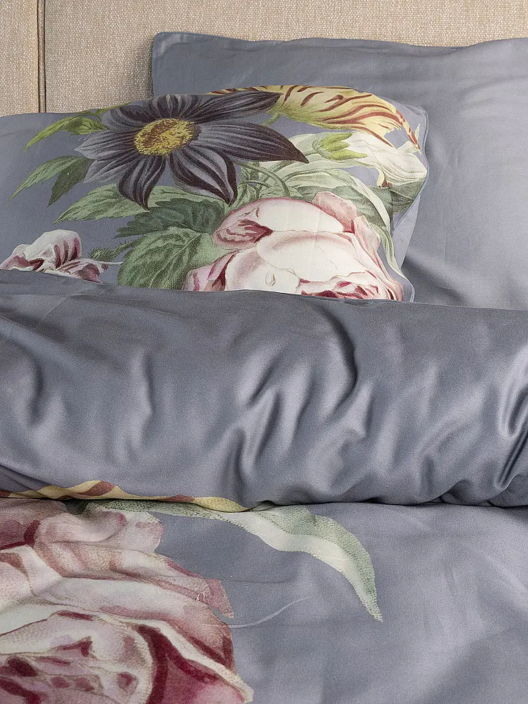 ESSENZA | Satin Bettwäsche 2x  70x90cm / 140x200cm MADIA Global Grey | 