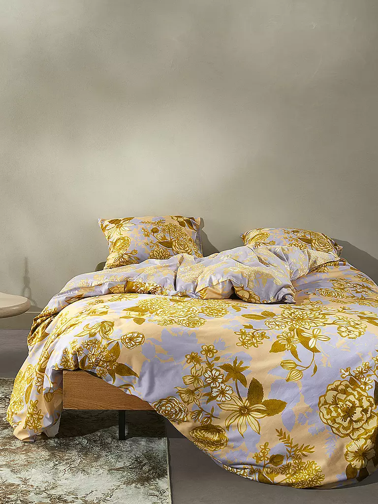 ESSENZA | Satin Bettwäsche FLORE 70x90cm/140x200cm Yellow Straw | gelb