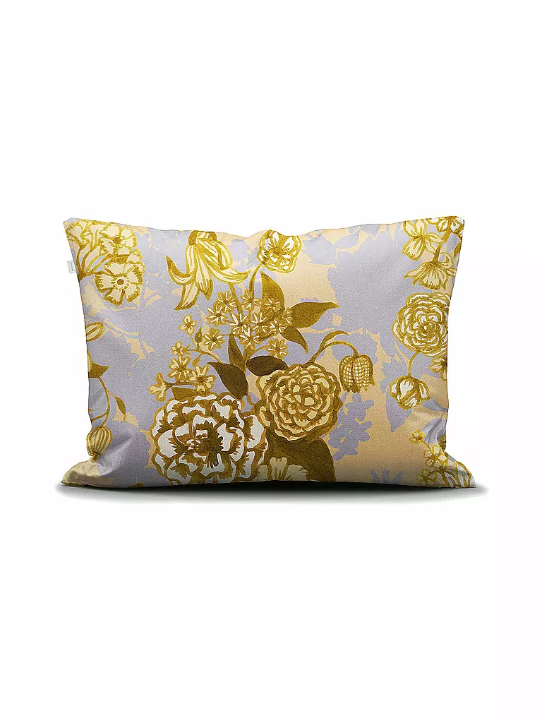 ESSENZA | Satin Bettwäsche FLORE 70x90cm/140x200cm Yellow Straw | dunkelblau