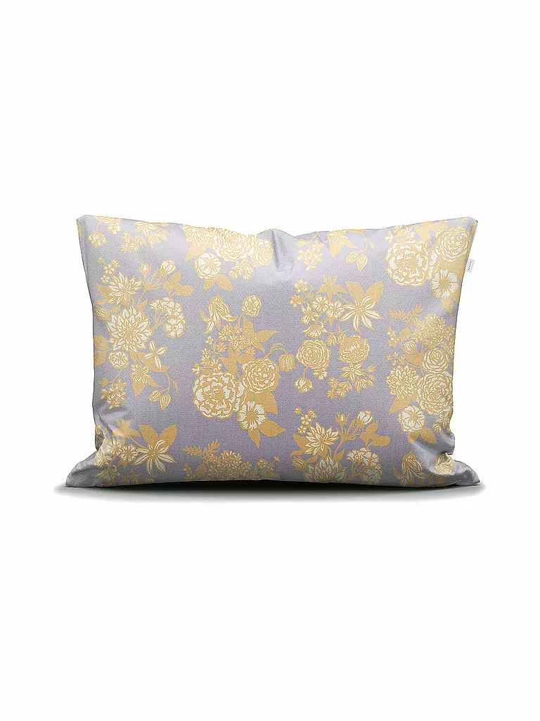 ESSENZA | Satin Bettwäsche FLORE 70x90cm/140x200cm Yellow Straw | dunkelblau