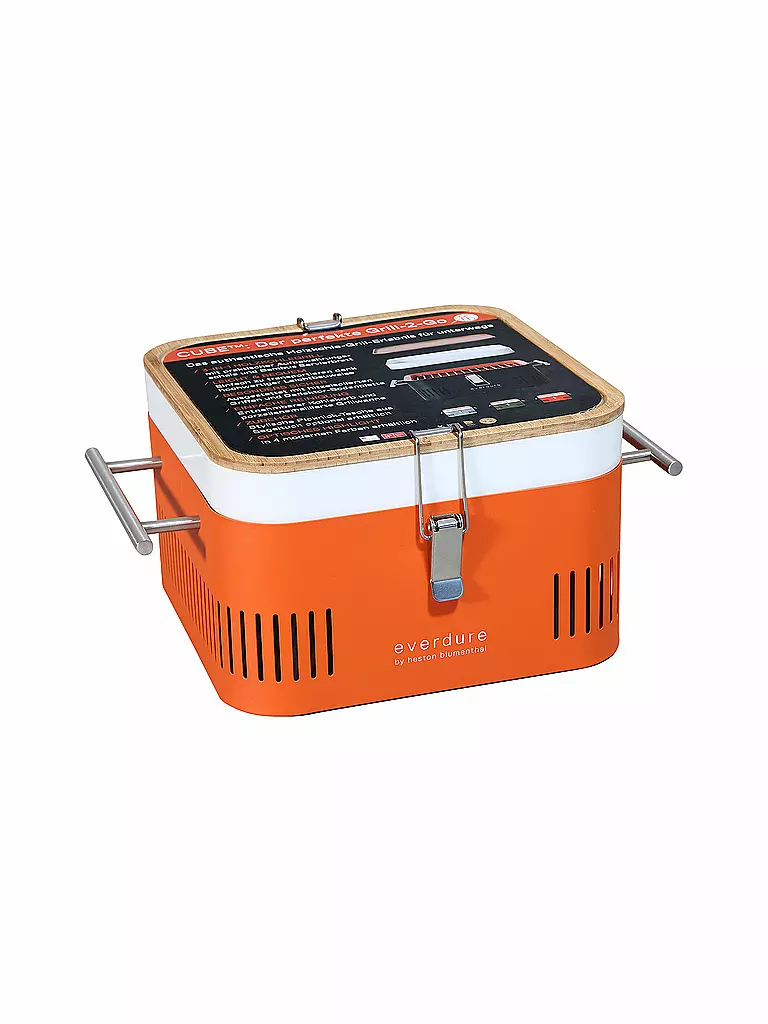 EVERDURE BY HESTON BLUMENTHAL | Tragbarer Holzkohlegrill CUBE Orange | orange