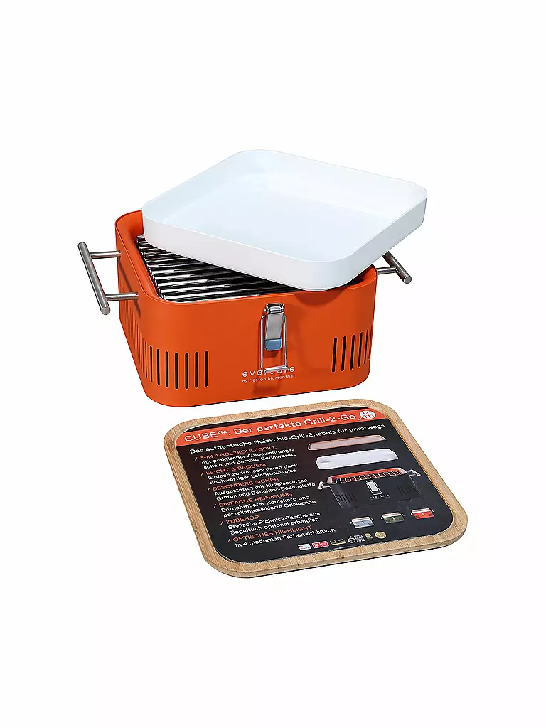 EVERDURE BY HESTON BLUMENTHAL | Tragbarer Holzkohlegrill CUBE Orange | orange