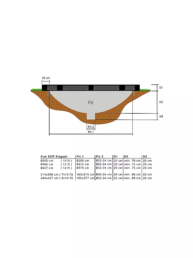 EXIT TOYS | Elegant Premium Inground-Trampolin 366cm mit Deluxe Sicherheitsnetz | transparent