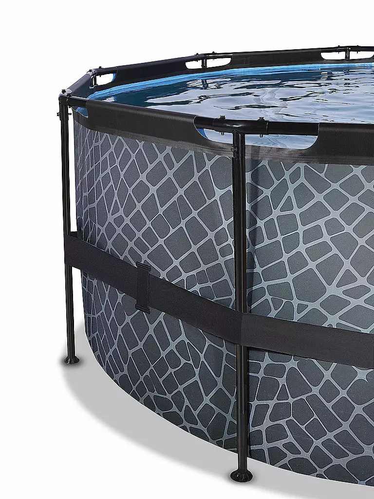 EXIT TOYS | Stone Pool 488x122cm mit Abdeckung und Sandfilter- und Wärmepumpe | transparent