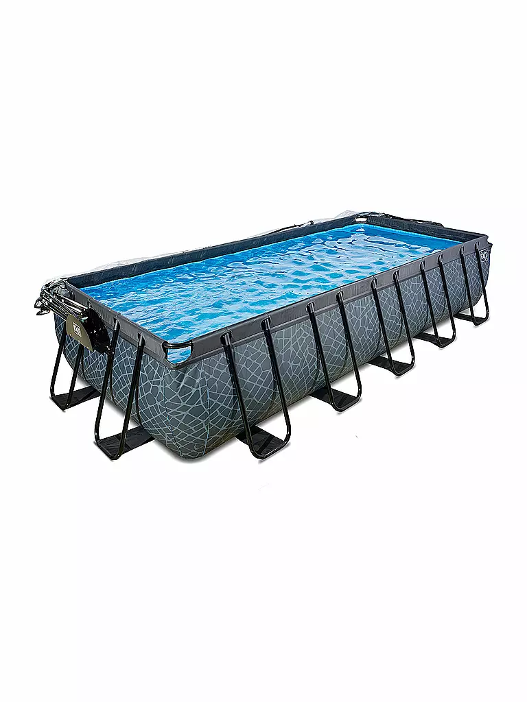 EXIT TOYS | Stone Pool 540x250x100cm mit Abdeckung und Sandfilter- und Wärmepumpe | keine Farbe