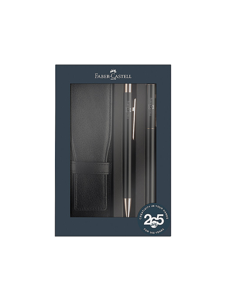 FABER-CASTELL Coffret cadeau stylo plume moyen et stylo bille Neo Slim Noir /Rose rose