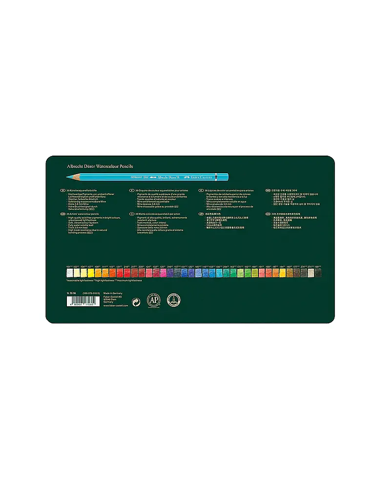 FABER-CASTELL | Albrecht Dürer Aquarellstift 36er Metalletui | Dunkelgrün
