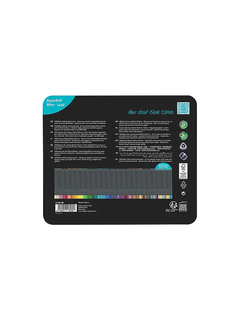 FABER-CASTELL | Bundstifte Black Edition 100er Metalletui | Schwarz