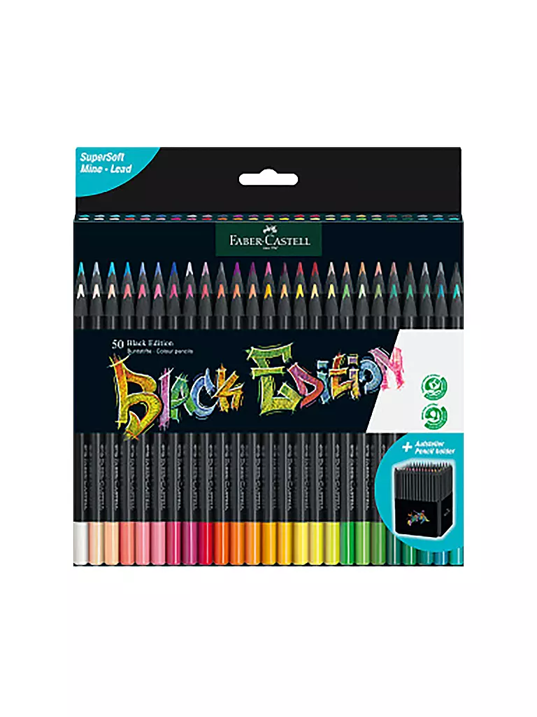 FABER-CASTELL | Bunstiftebox Black Edition (50 Stk.) | keine Farbe