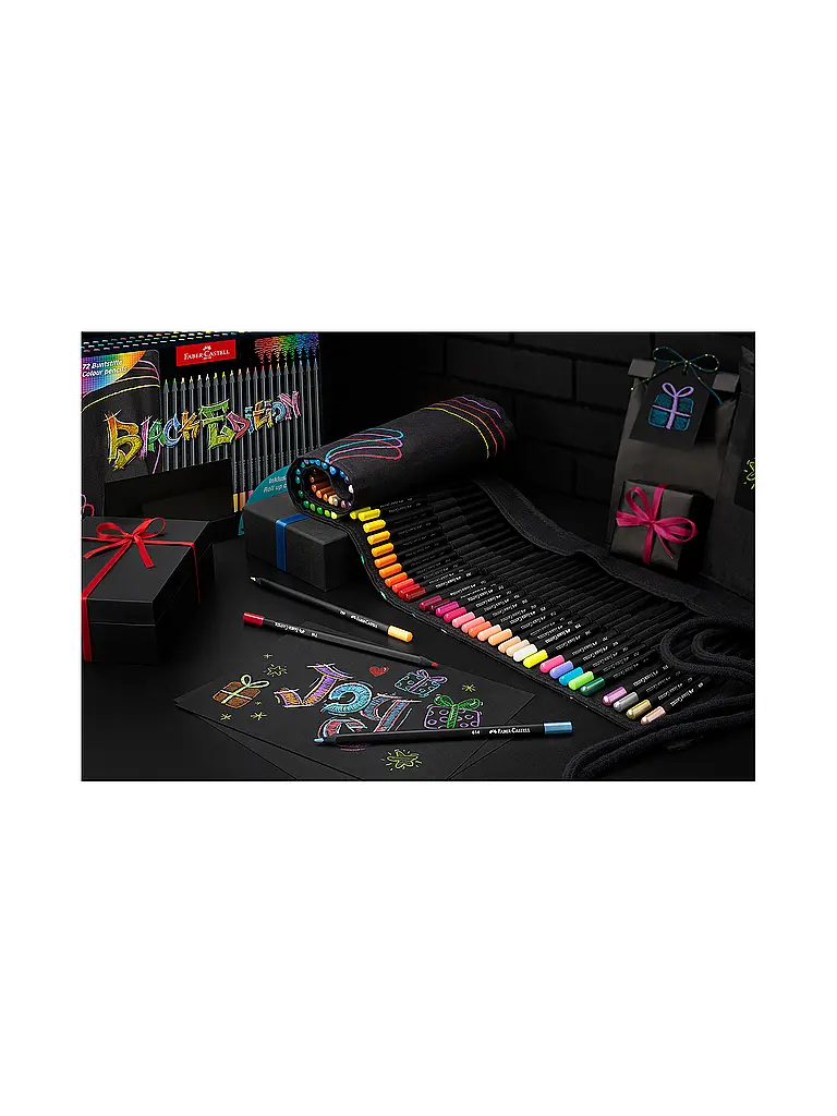 FABER-CASTELL | Buntstifte Black Edition Stifterolle 72 Farben | Schwarz