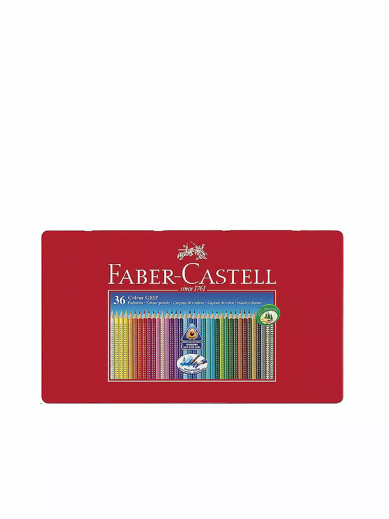 FABER-CASTELL | Buntstifte Colour Grip - 36er Metalletui  | transparent