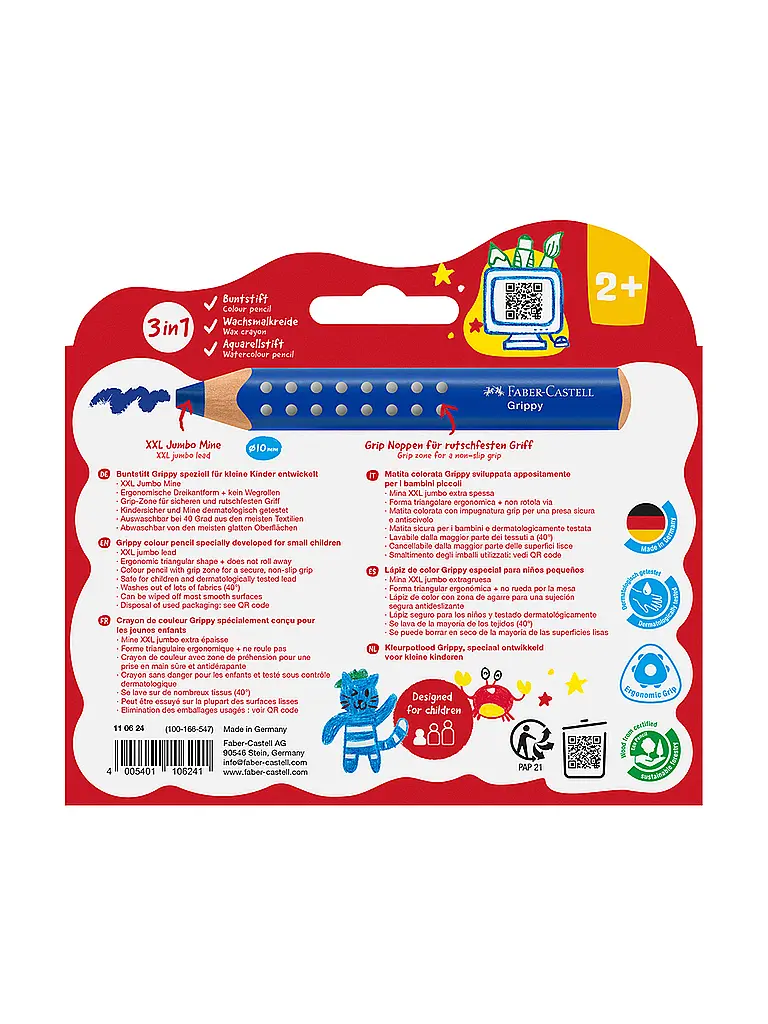 FABER-CASTELL | Grippy Buntstift 10er Set | Bunt
