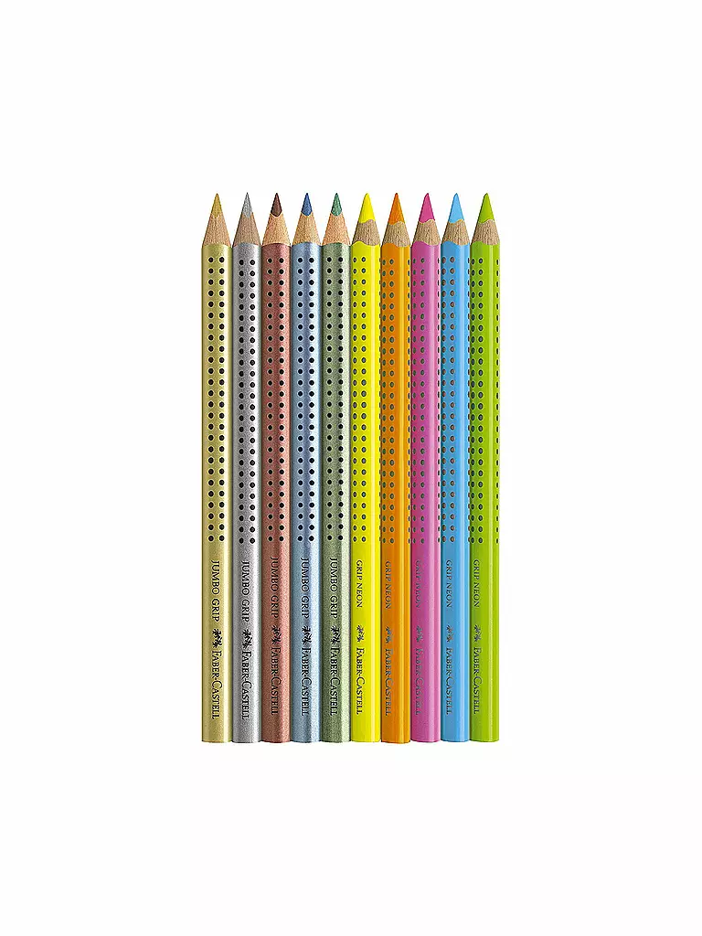 FABER-CASTELL | Jumbo Grip Malset - Neon Metallic 10er | transparent