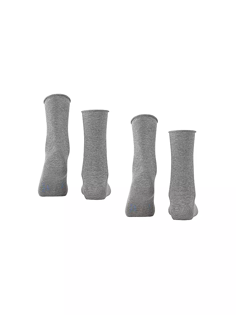 FALKE | Happy Socken 2er Pkg light grey mel. | dunkelrot