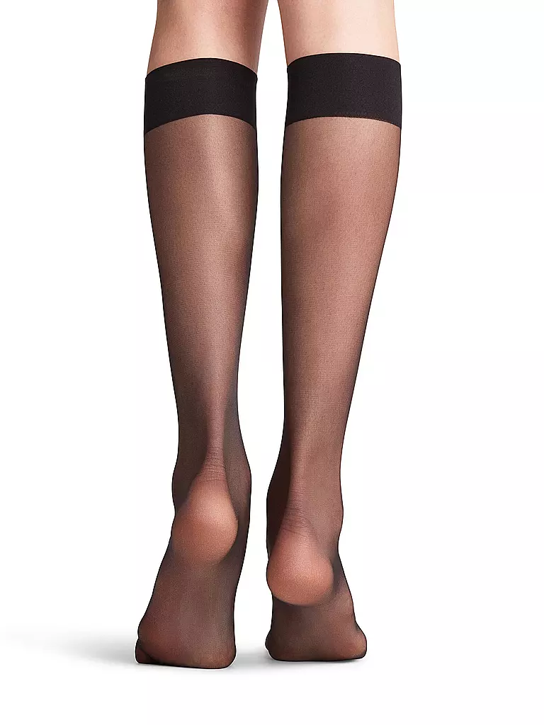 FALKE | Kniestrümpfe Seidenglatt 15 DEN black | beige