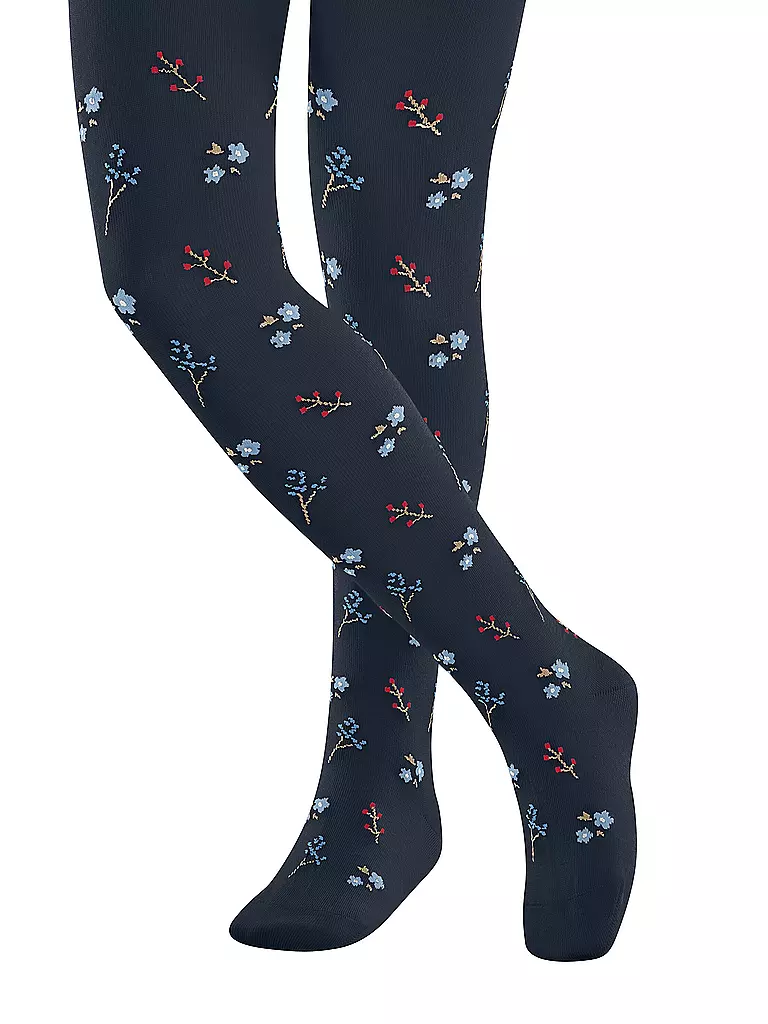 FALKE | Mädchen Strumpfhose LITTLE FLOWERS space blue | dunkelblau