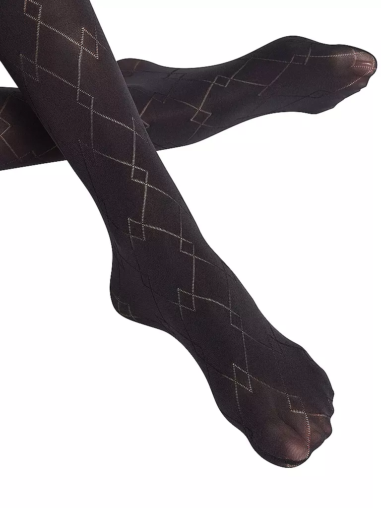 FALKE | Modestrumpfhose CHECK MATE black | dunkelrot