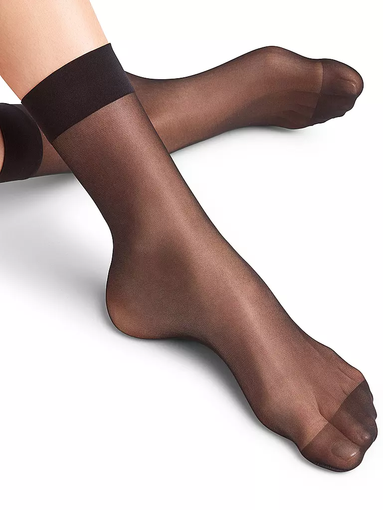 FALKE | Söckchen SEIDENGLATT 15 DEN black | beige