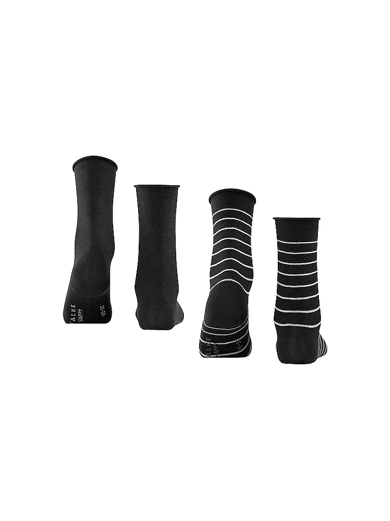 FALKE | Sneakersocken Happy Stripe 2er Pkg black | schwarz