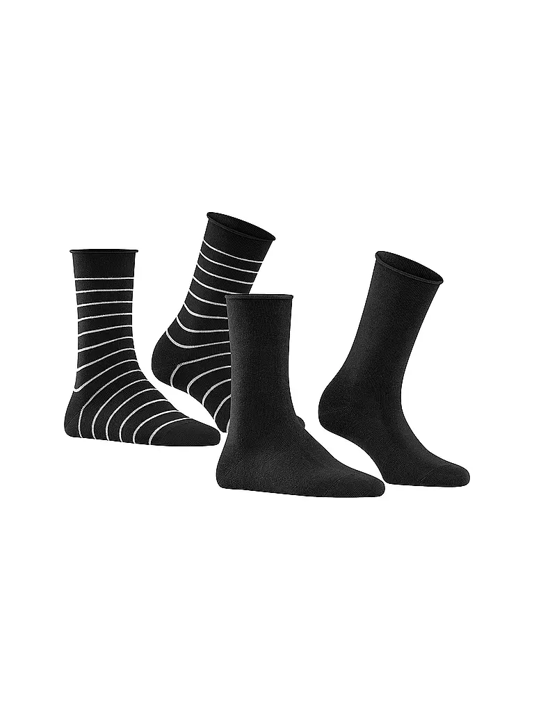 FALKE | Sneakersocken Happy Stripe 2er Pkg black | schwarz