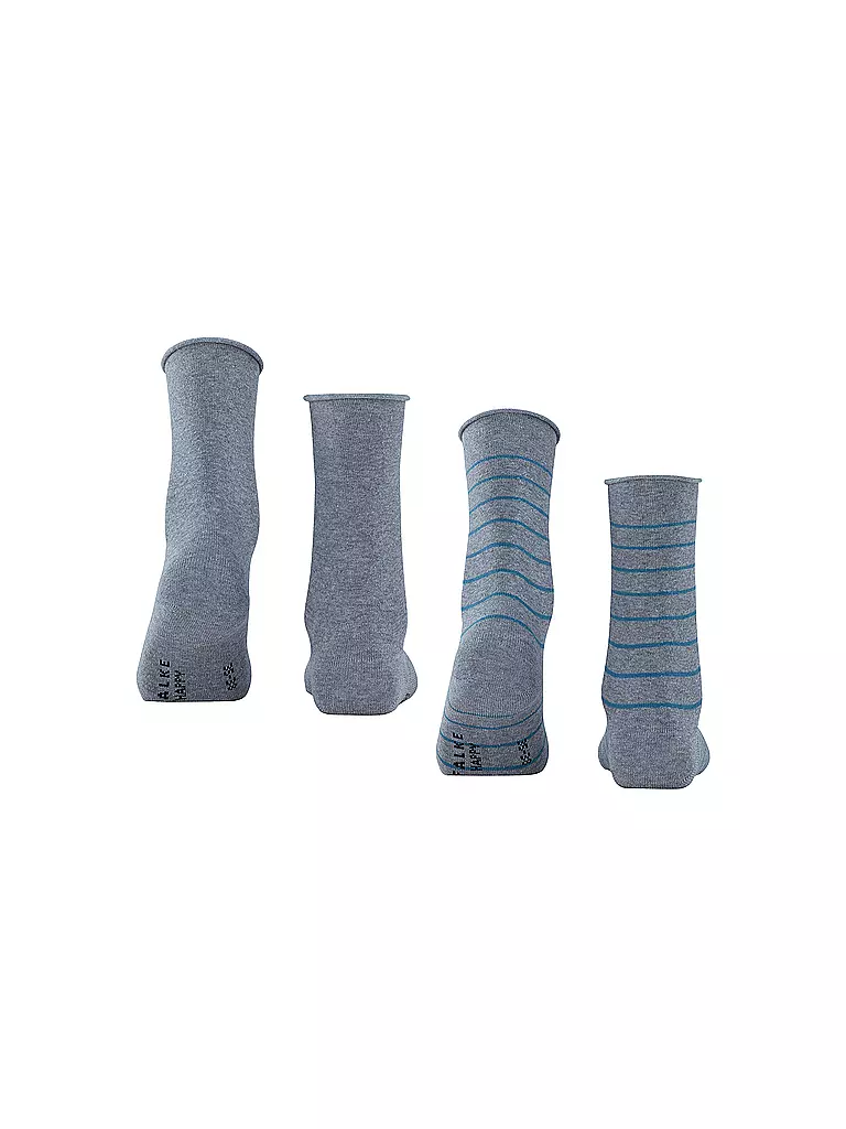 FALKE | Sneakersocken Happy Stripe 2er Pkg light greymel. | schwarz