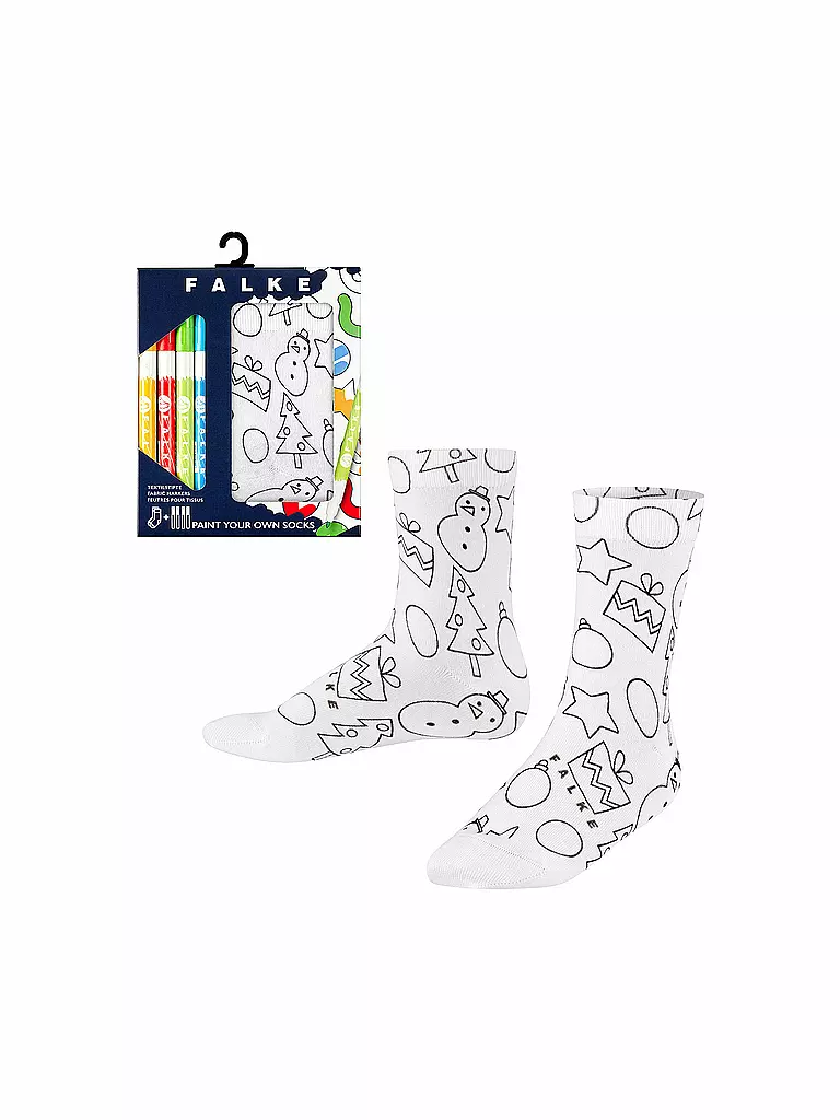 FALKE | X-Mas Paint Kinder Socken zum Ausmalen white | weiß