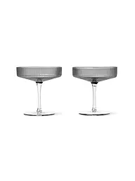 FERM LIVING | Champagnerschalen 2er Set RIPPLE Smoked  | grau