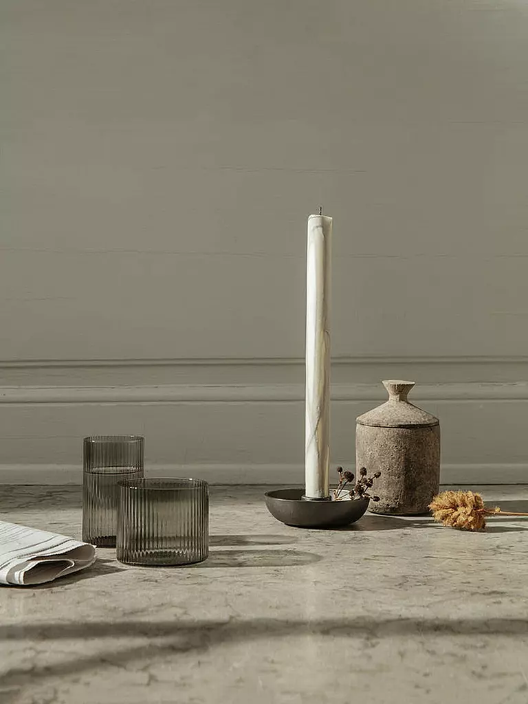 FERM LIVING | Glas 4-er SEt RIPPLE Smoked Grey | transparent