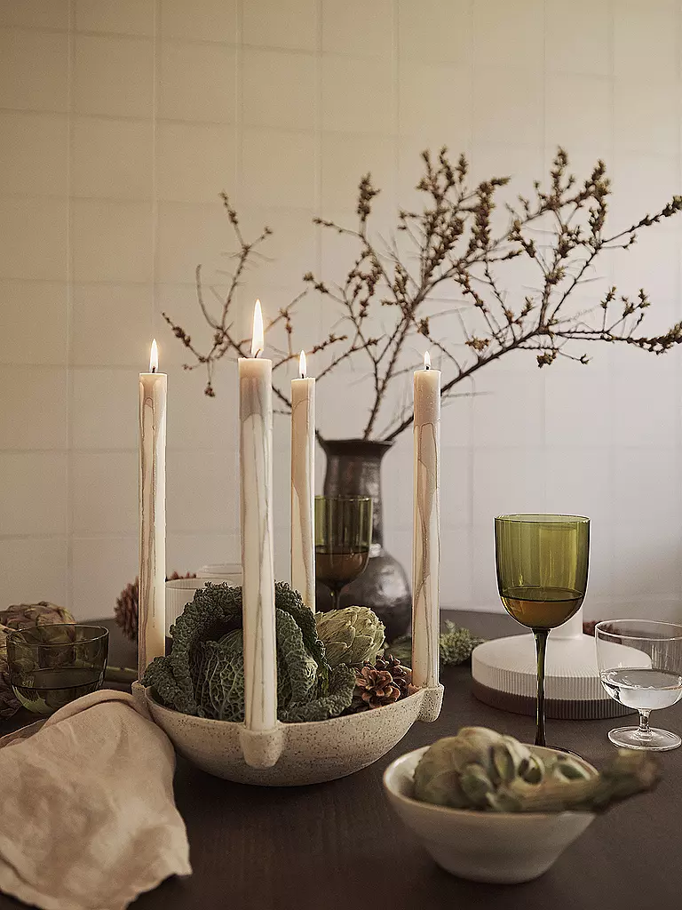 FERM LIVING | Kerzen 2er Set Dryp Candles  Warm Grey | hellgrau