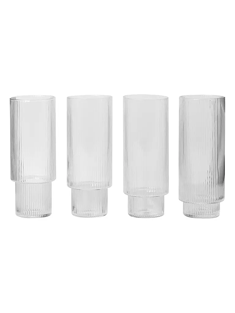 FERM LIVING | Ripple Long Drink Glass 4-er 0,3l | transparent