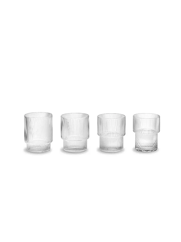 FERM LIVING | Trinkglas 4er Set RIPPLE | transparent