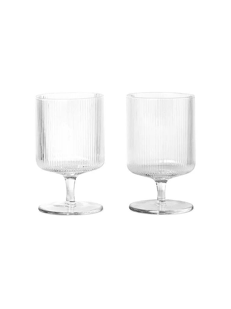 FERM LIVING | Weingläser Set 2er - Ripple Wine Glasses | transparent