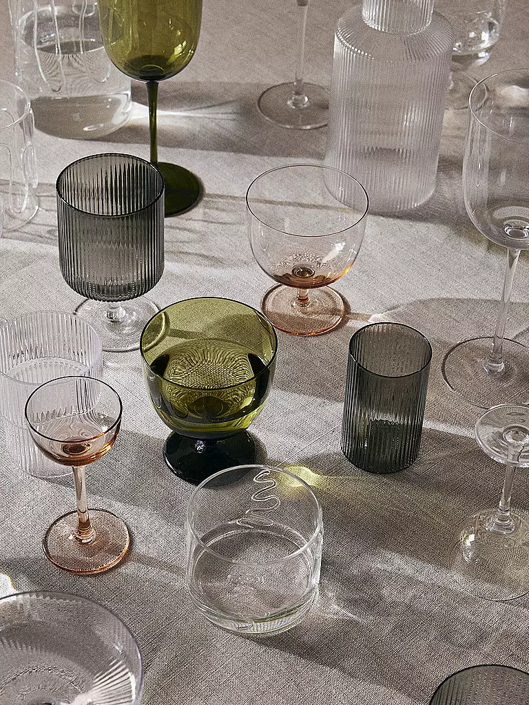 FERM LIVING | Weinglas 2er Set Ripple Clear | grau