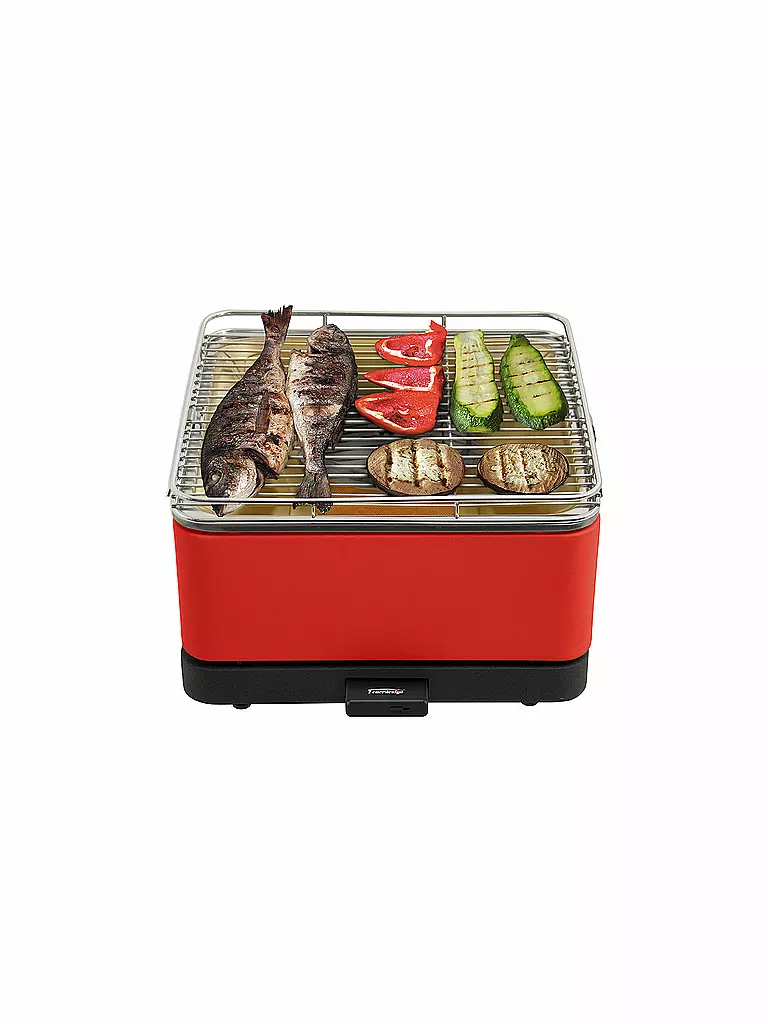 FEUERDESIGN | Holzkohle-Tischgrill Teide 34x34cm Rot | rot