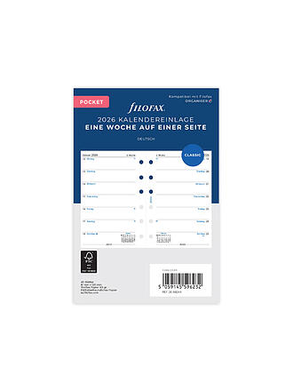 FILOFAX | Kalendereinlage Pocket Woche 2026 Deutsch