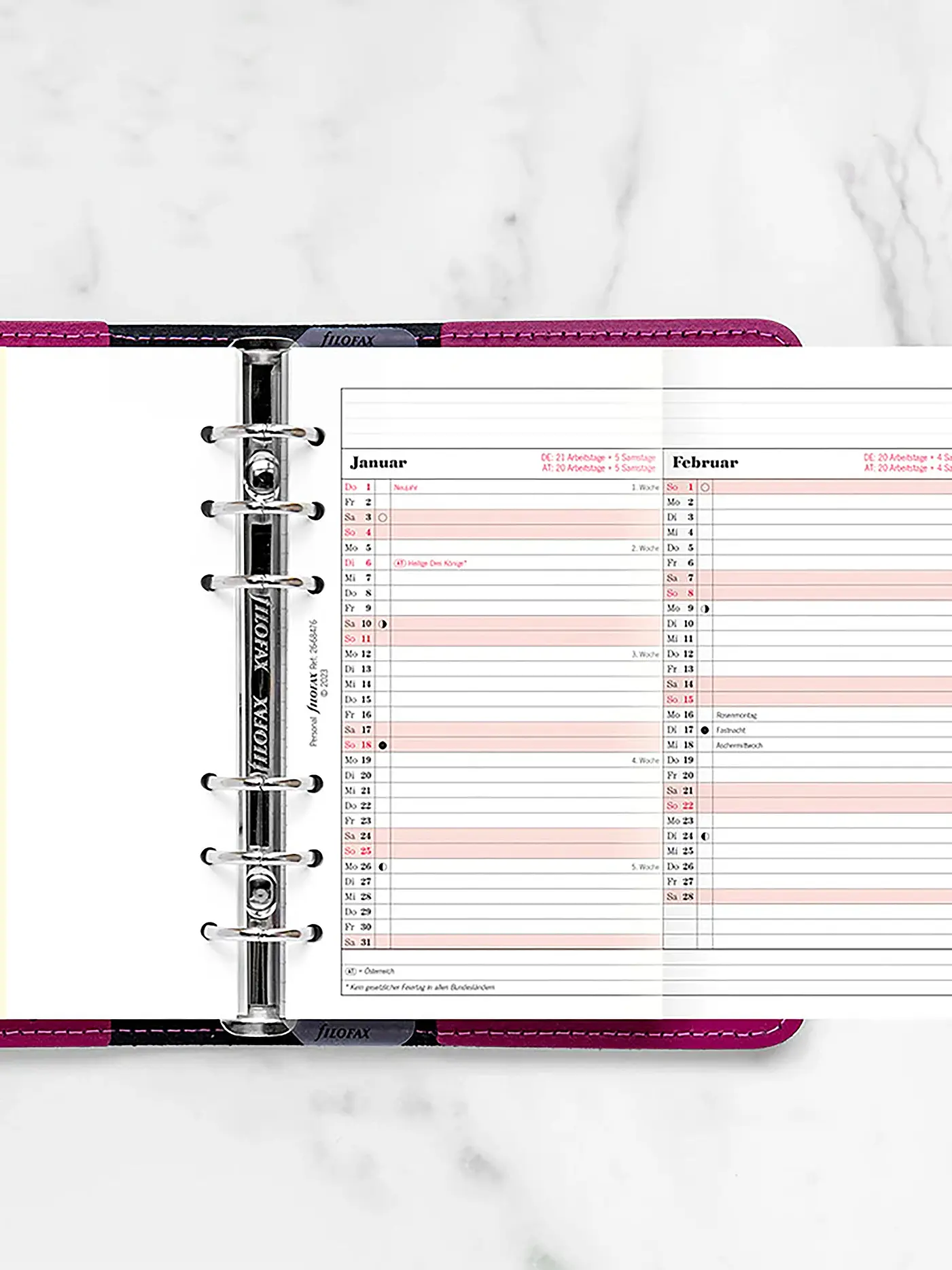 FILOFAX | Kalendereinlage Jahresplaner Deutsch Personal 2026 | weiss