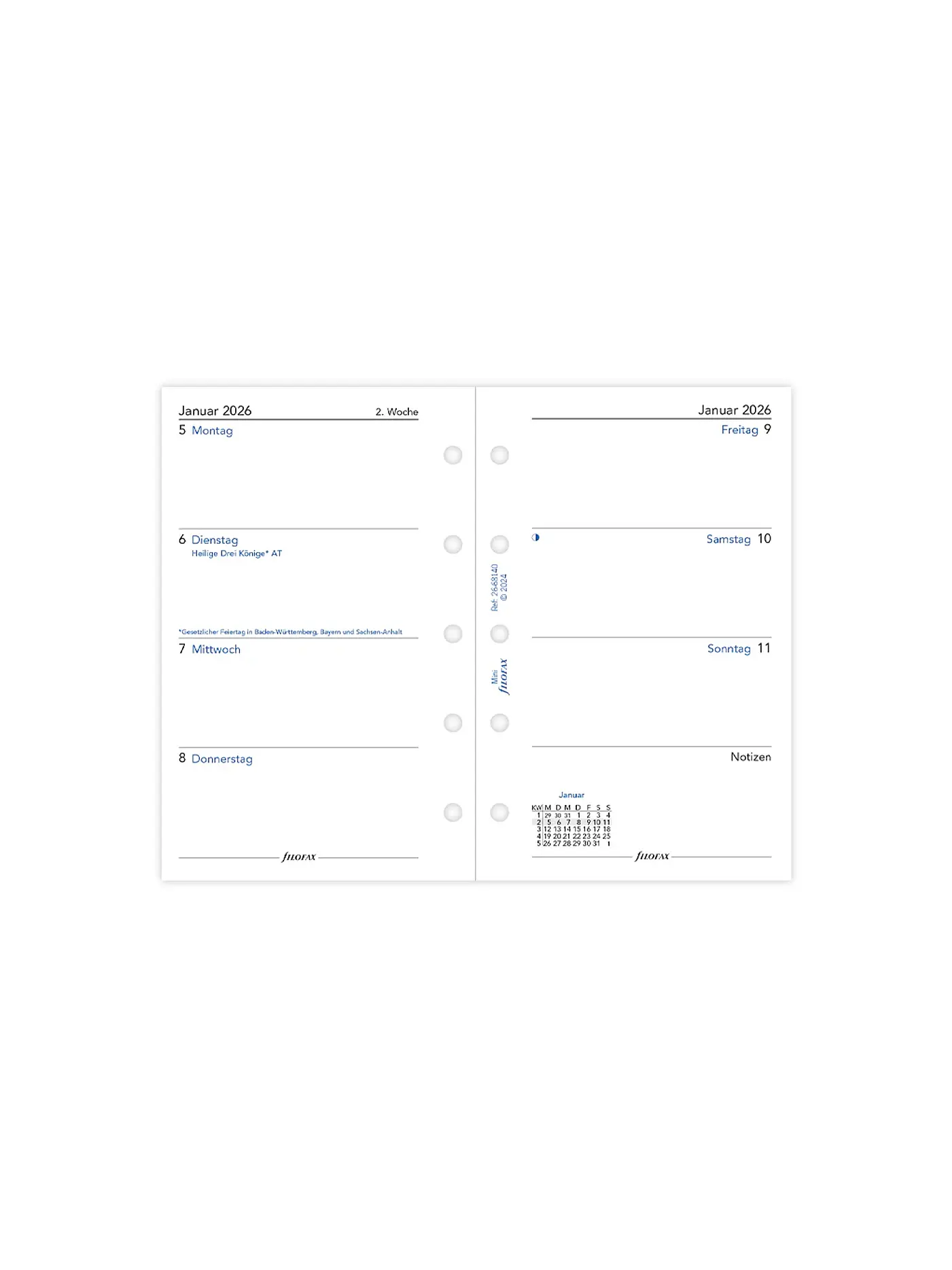 FILOFAX | Kalendereinlage Mini Woche Deutsch 2026  | weiss