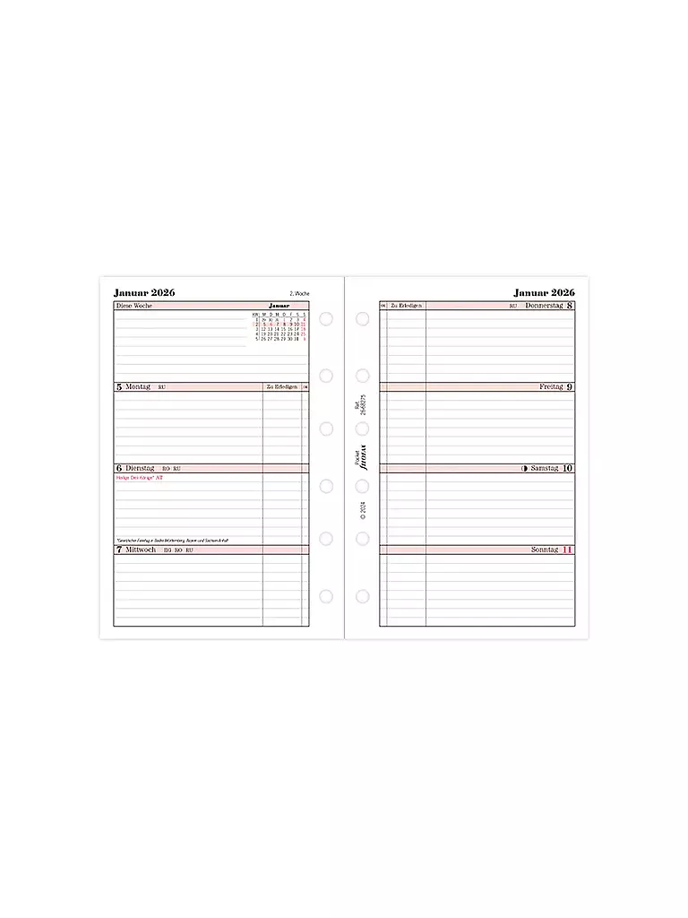 FILOFAX | Kalendereinlage Professional Pocket Woche Deutsch 2026 | weiss