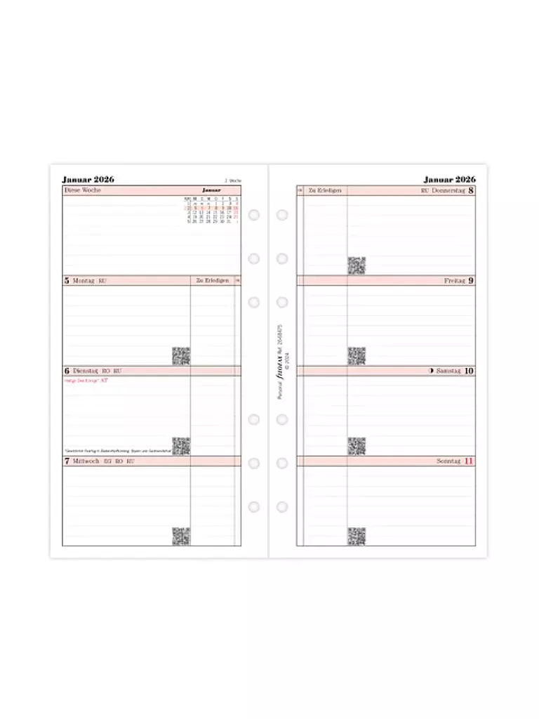 FILOFAX | Kalendereinlage Woche Deutsch Personal 2026 | weiss