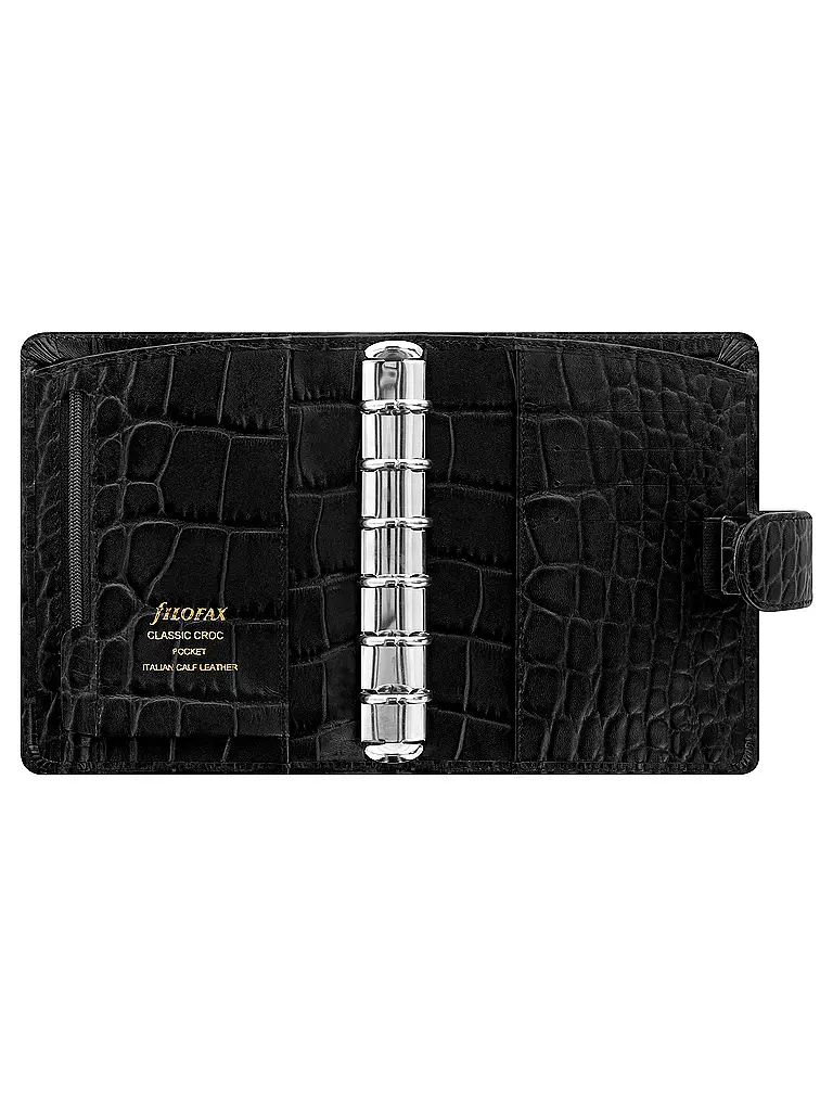 FILOFAX | Pocket Organiser Classic Croc Ebony | Schwarz
