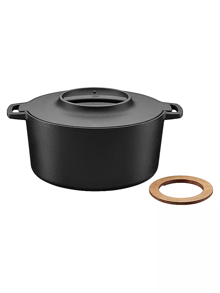 FISKARS | Gusseisen-Kasserolle NORDEN 6L Schwarz/Birke | schwarz